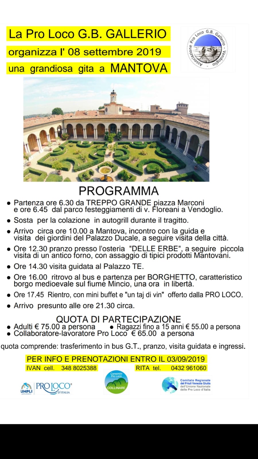 Locandina Gita a Mantova 2019